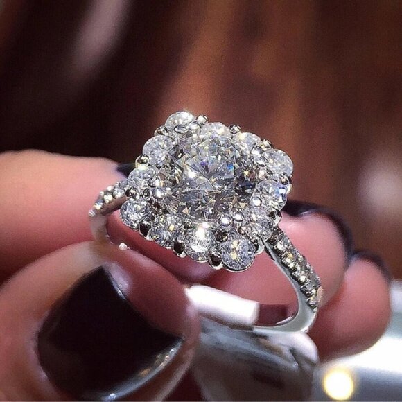 Spirit Round Radiant Zircon Lovers Luxury Wedding Rings for Women, PD1152 - Picture 3 of 4